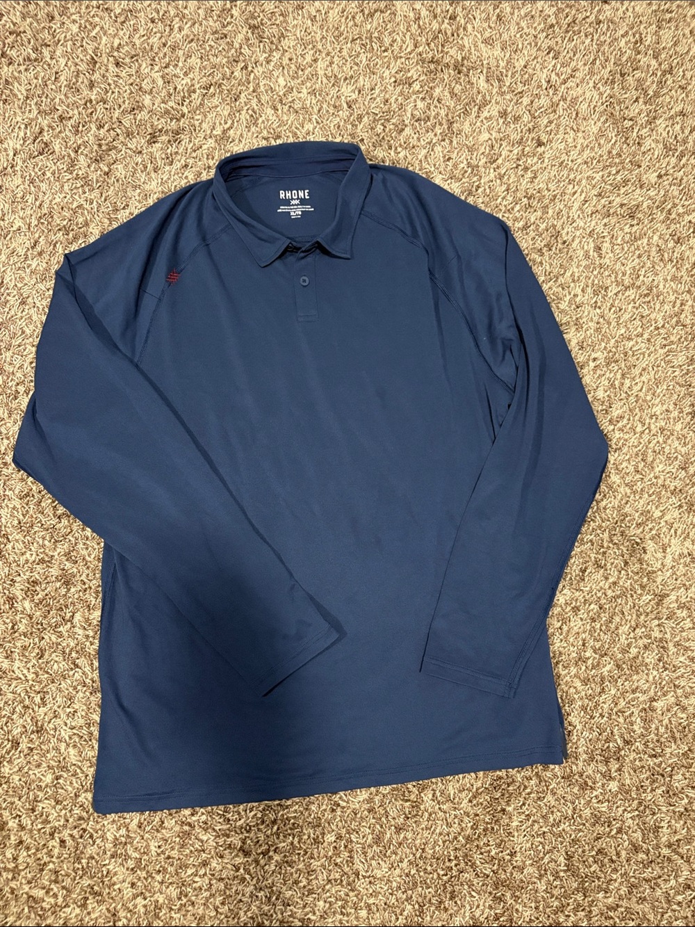 RHONE Men's Long Sleeve Polo - Dark Navy.